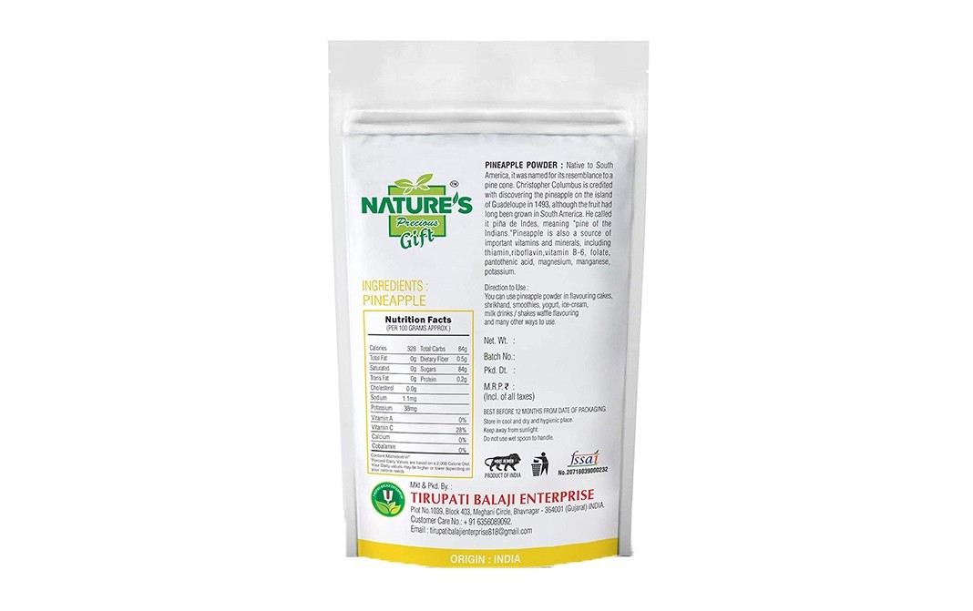 Nature's Gift Spray-Dried Pineapple Powder    Pack  1 kilogram